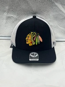 Chicago Blackhawks NHL '47 Brand Trucker Black Adjustable Snapback Mesh Hat - Picture 1 of 5