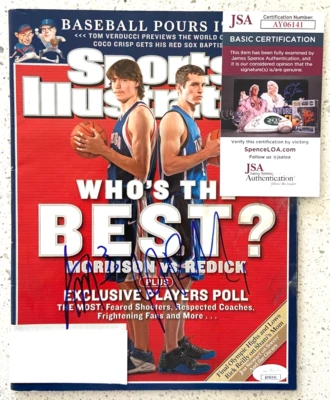 JJ J.J. REDICK ADAM MORRISON DUAL SIGNED SPORTS ILLUSTRATED SI MAGAZINE DUKE JSA - Image 1 of 3