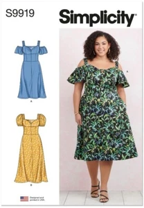 Abito estivo Simplicity S9919 donna motivo scollo Sweetheart 9919 taglia 20 W~38 W - Foto 1 di 7