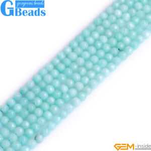 Sky Blue Jade Gemstone Faceted Round Beads For Jewelry Making Free Shipping 15"