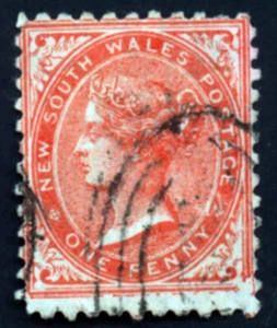 New South Wales 1865 Scott 45 1d Red Queen Victoria Used F Light Cancel (B) - Picture 1 of 2