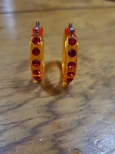 Pendientes de aro vintage redondos de plástico con estrás naranja envío gratuito - Imagen 1 de 3
