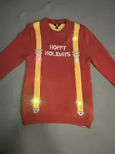 Volcom Drip Red Suspenders Light Up Ugly Christmas Sweater Mens's Size Large - Picture 1 of 5