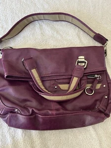 Purse 90s Y2K satchel eggplant trendy modern retro short handle - Picture 1 of 6