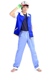 Halloween Party Cosplay Costume Ash Ketchum Satoshi Outfit V2 US Size Kid - XXXL - Picture 1 of 4