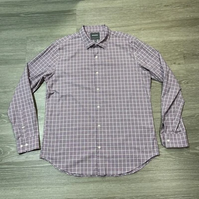 Camisa Bonobos Para Hombre XL Púrpura Algodón A Cuadros Manga Larga Calce Ajustado Con Botones Foto 1 de 4