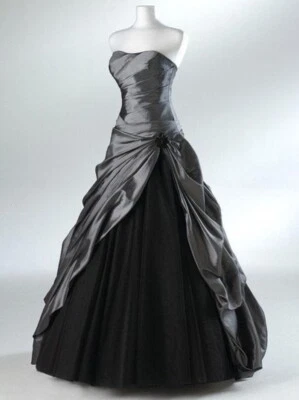 Vestidos de novia góticos sin mangas línea A vintage satinado gris púrpura vestidos de novia Foto 1 de 4