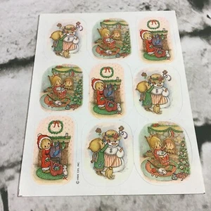 Hallmark Vintage Sticker Sheet Christmas Theme Snowman Fireplace - Picture 1 of 4