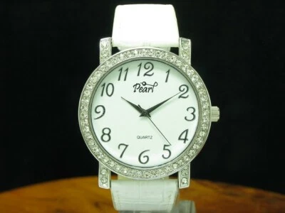 Pearl Stainless Steel Men's Watch With Glass Stone Trim/Caliber Hattori Sii - Image 1 of 4