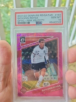 2021-22 Donruss Giovanni Reyna Optic Pink Velocity Prizm #8/25 USA PSA 10 - Image 1 of 2