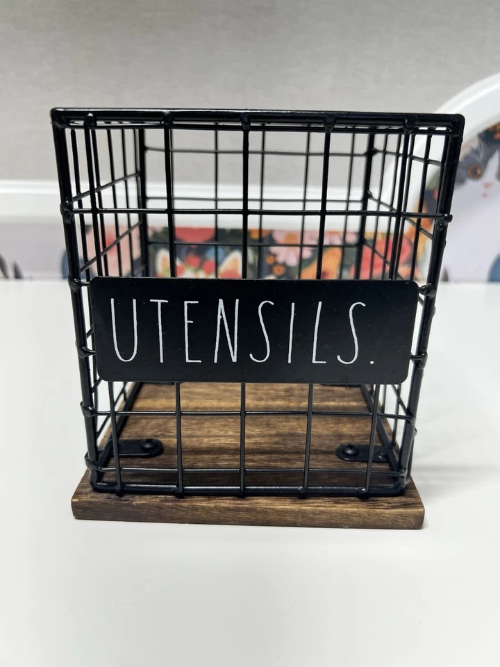 ПОСУДА Rae Dunn. Держатель, квадратная проволока и дерево, фермерский дом кухня, пикник, вечеринка - Изображение 1 из 4