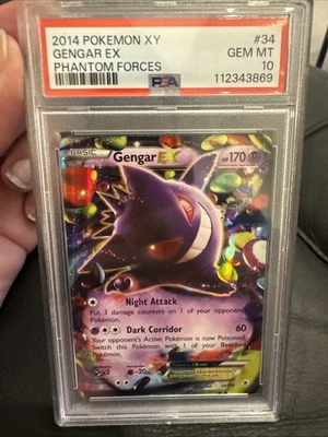 2014 POKEMON XY PHANTOM FORCES #34 GENGAR EX PSA 10 English Gem Mint - Image 1 of 2