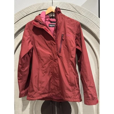 Marmot Women’s Hooded Waterproof Rain Jacket Red Style M45670 Polyester Shell S - Image 1 of 4