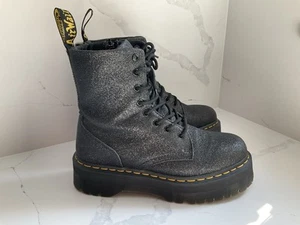 Dr. Martens Jadon Black Sparkly Glitter Platform Chunky Boots Uk 7 Eu 41 Vgc - Picture 1 of 12