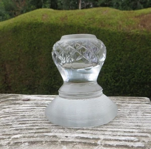 Antique Victorian Cut Crystal Glass Match Holder & Striker, Round Baluster Body - Picture 1 of 11