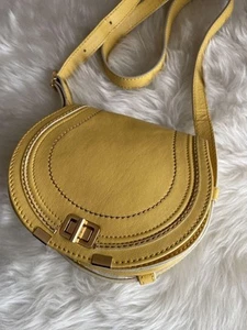 Chloe Marcie Saddle Bag Schulter Crossbody Leder Gelb mit Staubbeutel... - Bild 1 von 24