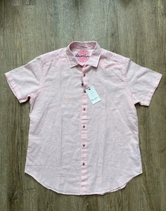 Robert Graham Borsi Linen Blend Short Sleeve Shirt Pink Men’s Sz Small $198 - Picture 1 of 5