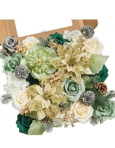 Christmas Flowers Artificial Greenery Combo Box Silk Cake Decoration DIY. New - Picture 1 of 7