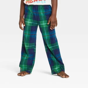 Kid's Holiday Tartan Plaid Fleece Pajama Pants Size 6 Wondershop Blue/Green - Picture 1 of 3