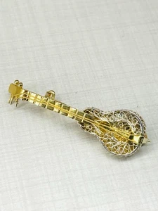 Spilla anni 80 In Argento Dorato 925 Filigrana - Picture 1 of 6