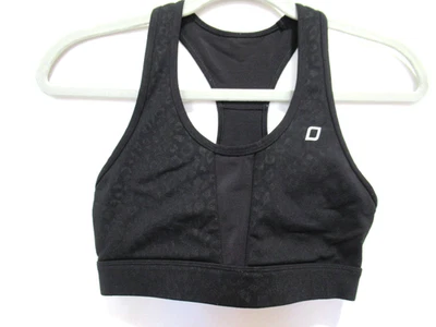 Sujetador deportivo inalámbrico acolchado trasero corredor estampado de leopardo negro talla mediana Lorna Jane Foto 1 de 4