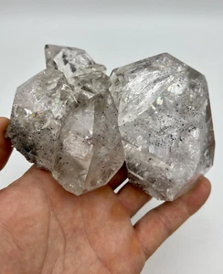 Genuine Large Herkimer Diamond Cluster, 6 Crystals, Rainbows, Carbon Speckles - Picture 1 of 12