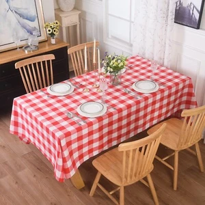 2 Pack Waterproof Polyester Fabic Rectangle Checkered Tablecloth，60x84 Outdoor T - Picture 1 of 14