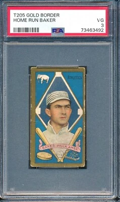 1911 T205 Piedmont: HOME RUN FRANK BAKER Philadelphia Athletics HOF ~ PSA 3 - Image 1 of 2