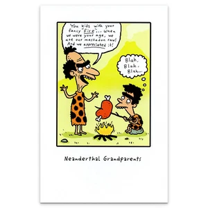 "Divertida Tarjeta de CUMPLEAÑOS para NIETO, ""Abuelos Neandertales"" por AGC + Sobre - Imagen 1 de 5