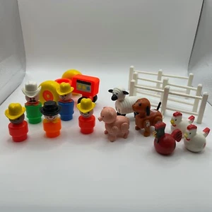 Vintage 70er Fisher Price Little People Bauernhoftiere Cowboys Clown Rodeo Traktor - Bild 1 von 9