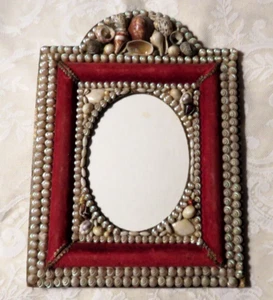 Antique French Sea Shell Shellwork Seashell Covered Frame Maritime Souvenir Art - Picture 1 of 6