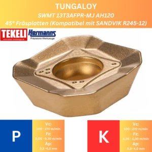 10 x TUNGALOY SWMT 13T3AFPR-MJ AH120 indexable inserts for milling 45° - Picture 1 of 4
