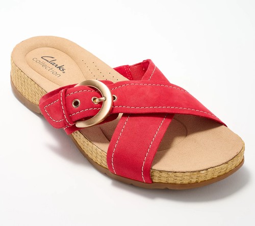 Sandali Clarks Collection in pelle con slide Reileigh May Cherry 7 W A637028 PO