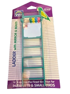 Vo-Toys Colgante Plástico Pequeño Pájaro Jaula Escalera Juguete Espejo y Cuentas Color Verde azulado - Imagen 1 de 1