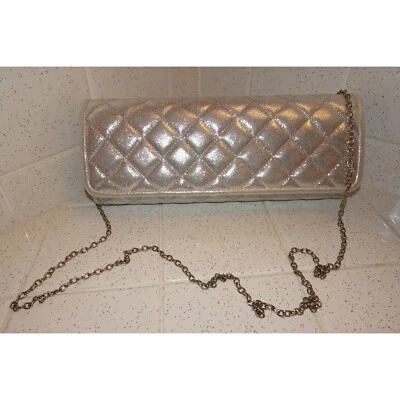 Vintage Quilted Silver Lame Purse evening bag cocktail pinup retro glam - Image 1 of 4