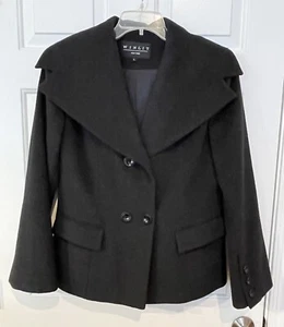 Winlit Women’s Wool Blend Jacket, Black, Double Breasted Pea Coat - Picture 1 of 4