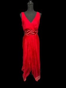 Dressbarn Collection Red Holiday Silk Christmas Dress With Tags Size 12 - Picture 1 of 10