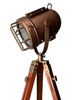 Floor Lamp Copper Finish Floor Lamp with Tripod Searchlight - Nautical Modern Fl - Image 1 of 4