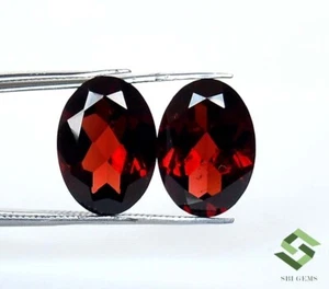 14x10 mm Natural Red Garnet Oval Cut Pair 13.30 CTS Calibrated Loose Gemstones - Picture 1 of 8