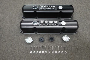 DOGGE PLYMOUTH ALUM FINNED BIG BLOCK BLACK VALVE COVERS. - Picture 1 of 3