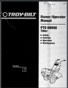 Troy-Bilt PTO Horse 1992 Owners Manual Models 12056-12059 37 pages 7/8 HP