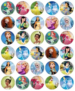 Disney Princess x 30 tapas de cupcakes oblea comestible papel de hadas pastel - Imagen 1 de 3
