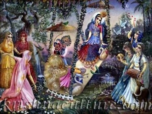 Krishna Kultur Jhulan mit Gopis CV101MB Leinwandbild 18X24'	 - Bild 1 von 1