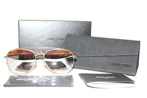 ALAIN MIKLI A04004 009/6G PAON SILVER BROWN AUTHENTIC AVIATOR SUNGLASSES 58 MM