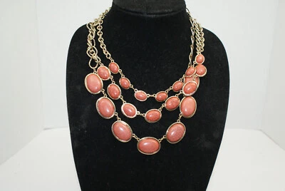 Lote 2 Collar Multi Hilo 20" Largo Triple Hilo Imitación Coral Cadena y 28" Cuerno Foto 1 de 4