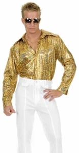 Metallic Gold  Disco Shirt XS - Picture 1 of 2