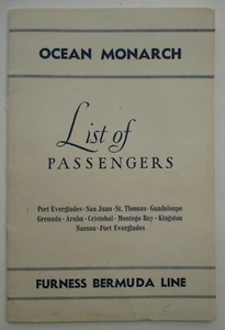 Bermuda Furness 1960 linea T.S.S. Elenco passeggeri nave da crociera Ocean Monarch - Foto 1 di 7