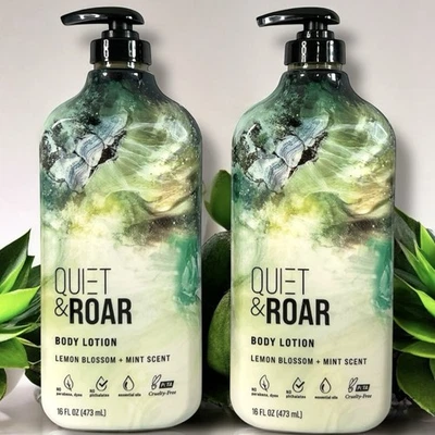 Quiet & Roar Body Lotion Lemon Blossom + Mint Scent 16 oz Pump Bottles 2 Pack - Image 1 of 4