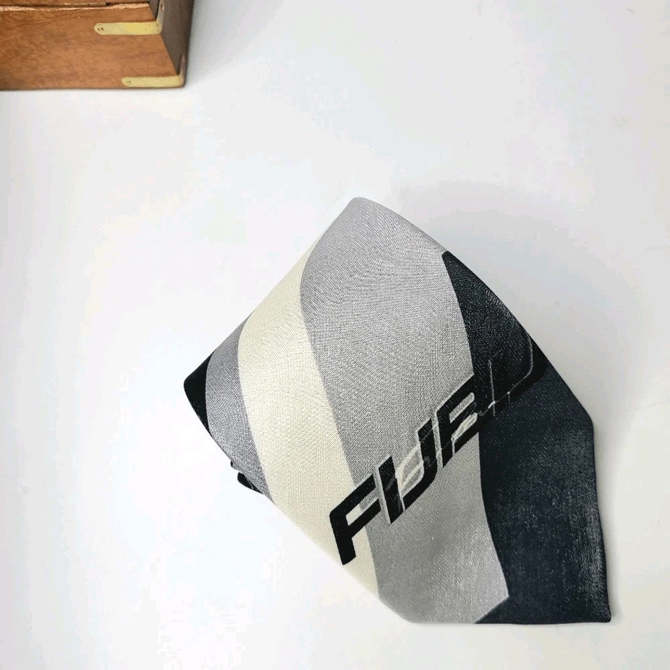 Corbata para hombre de colección FUBU años 90 Y2K vintage remolino mezcla de seda deletreada - leer Foto 1 de 4
