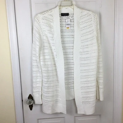 Cárdigan Lane Bryant Frente Abierto Grueso Suelto Tejido Blanco Talla 14 Nuevo con Etiquetas Foto 1 de 4